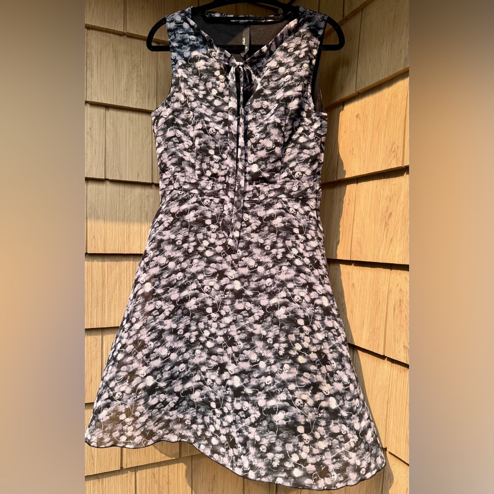 HALLOWEEN READY Dangerfield Black and Purple Dress, Kitten Bow, Skulls, size 8